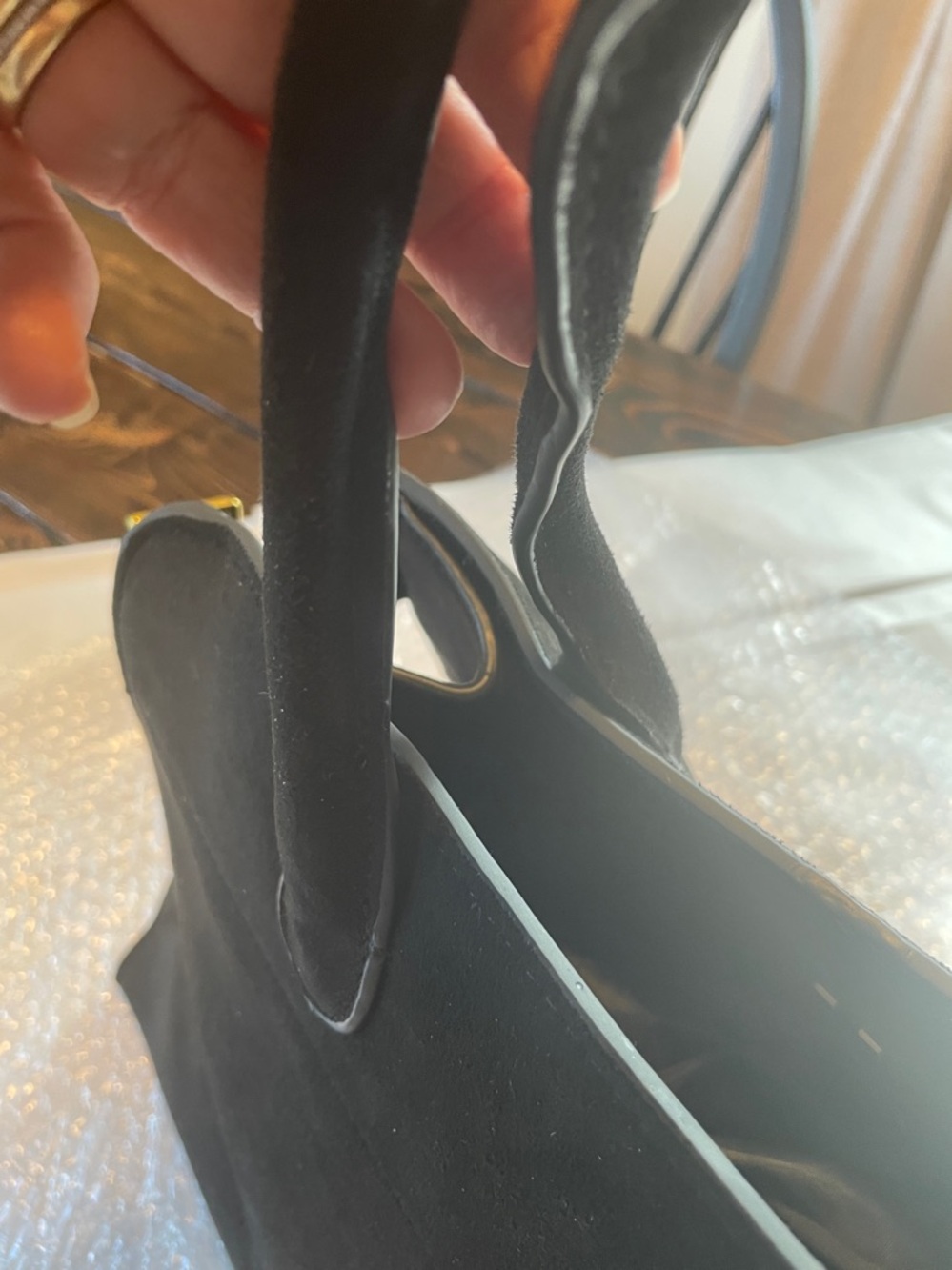 The Row Margaux Black Suede Satchel with Gold Hardware New - Picture 4 of 16